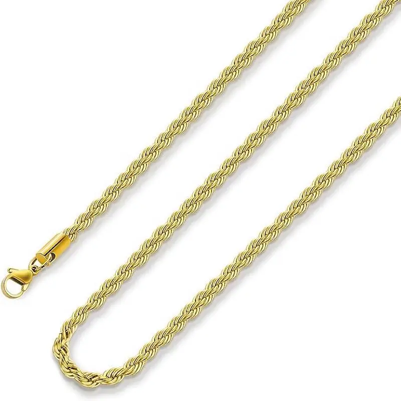 18k Real Gold Plated Rope Chain 3mm 4mm 5mm Stainless Steel Twist Chain Necklace for Men Women 45cm-75cm
18k Real Gold Plated Rope Chain 3mm 4mm 5mm Stainless Steel Twist Chain Necklace for Men Women 45cm-75cm
