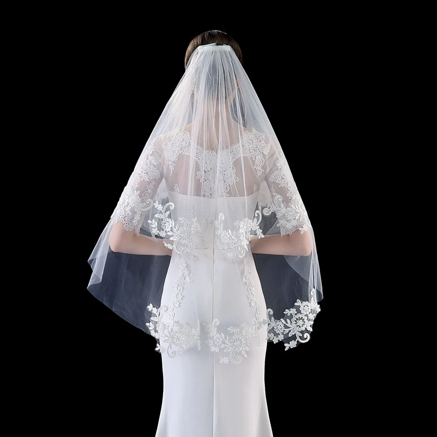 

New Arrival White Ivory Wedding Veils mariage Wedding accessoirres Bridal Veils bride veils Welon velo de novia Lace veil