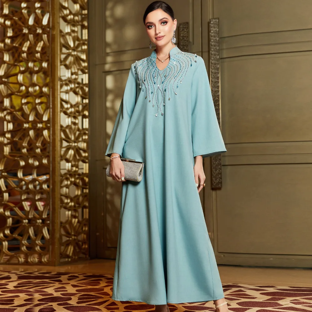 Ramadan Luxury Light Blue Diamond Muslim Dress for Women Eid Atabic Femme Dubai Abaya Islamic Evening Jalabiya Marocain Clothes
Ramadan Luxury Light Blue Diamond Muslim Dress for Women Eid Atabic Femme Dubai Abaya Islamic Evening Jalabiya Marocain Clothes