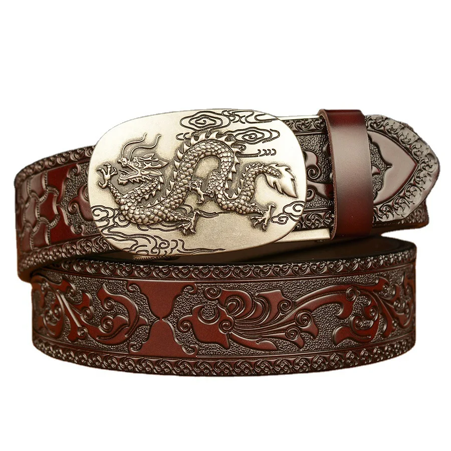 Men Genuine Leather Belt Luxury Silver Dragon Pattern Metal Automatic Buckle Cowhide Belts For Male Jeans Waistband Fashion Gift 
Men Genuine Leather Belt Luxury Silver Dragon Pattern Metal Automatic Buckle Cowhide Belts For Male Jeans Waistband Fashion Gift