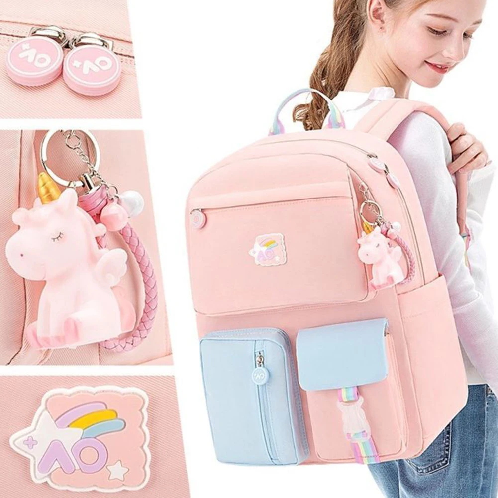 Girl Cute Cartoon Backpack Hit Color Middle School Kids Student Book Bag Casual Travel Women Rucksack Daypack with Pendant
Girl Cute Cartoon Backpack Hit Color Middle School Kids Student Book Bag Casual Travel Women Rucksack Daypack with Pendant