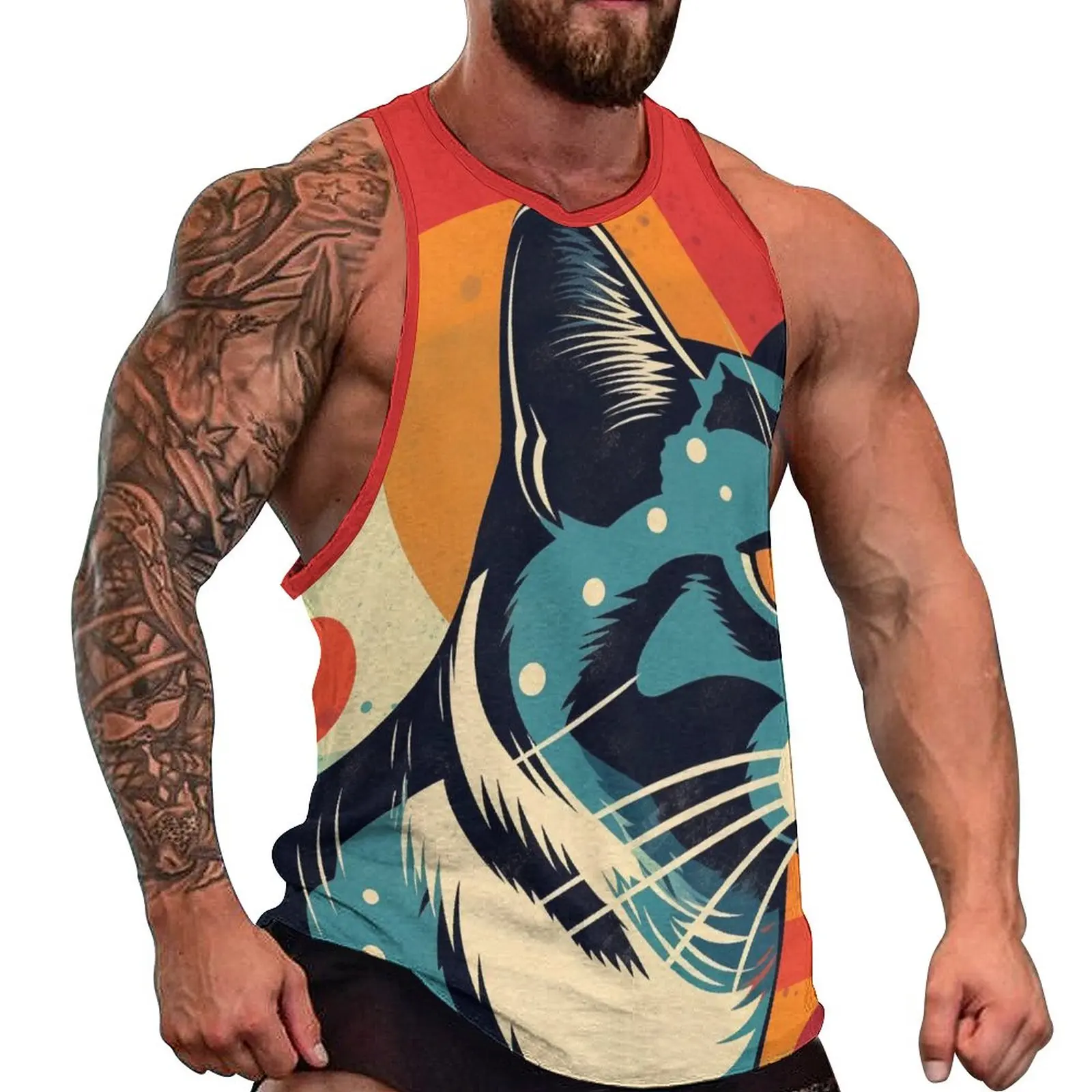 Cat Tank Top Man's Retro Multicolored Workout Oversized Tops Summer Streetwear Printed Sleeveless Shirts 
Cat Tank Top Man's Retro Multicolored Workout Oversized Tops Summer Streetwear Printed Sleeveless Shirts