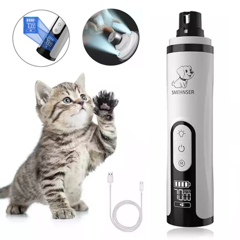 Rechargeable USB Pet Nail Grinder with LED Light, Cat Dogs Paws Nail Clippers, Professional Grooming Trimmer Supplies.
Rechargeable USB Pet Nail Grinder with LED Light, Cat Dogs Paws Nail Clippers, Professional Grooming Trimmer Supplies.