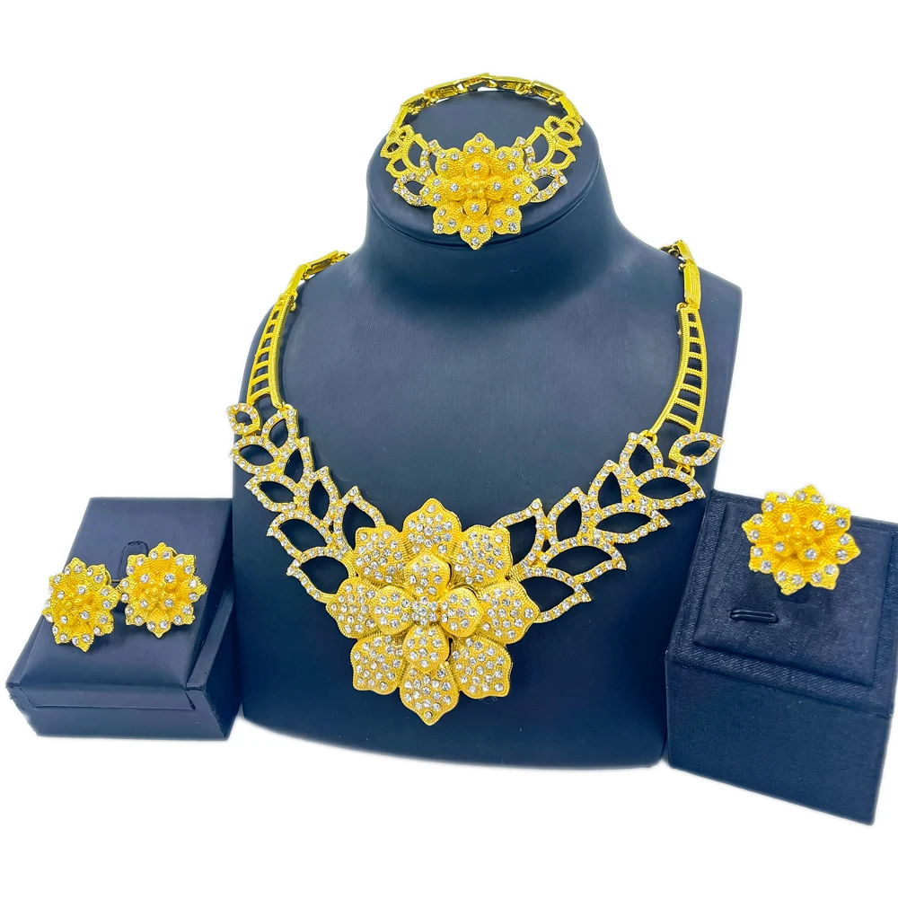 Модный комплект ювелирных изделий из Дубая, большое ожерелье, браслет с цветами, очаровательные женские серьги, кольцо с кристаллами, сваде...
Модный комплект ювелирных изделий из Дубая, большое ожерелье, браслет с цветами, очаровательные женские серьги, кольцо с кристаллами, сваде...