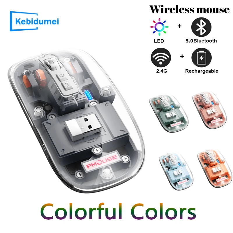 Rechargeable Portable Wireless Mouse Transparent shell Bluetooth Mouse with 2.4GHz USB 2400DPI Gaming Wireless Mouse for Laptop
Rechargeable Portable Wireless Mouse Transparent shell Bluetooth Mouse with 2.4GHz USB 2400DPI Gaming Wireless Mouse for Laptop