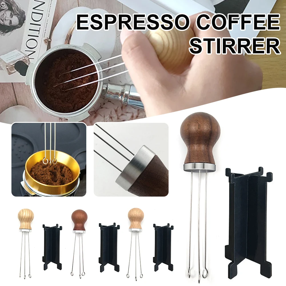 Handheld Coffee Stirrer Stainless Steel Coffee Tamper Needle with Wood Handle & Stand Barista Coffee Distribution Tool
Handheld Coffee Stirrer Stainless Steel Coffee Tamper Needle with Wood Handle & Stand Barista Coffee Distribution Tool