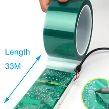 33M/Roll Green PET Film Tape High Temperature Heat Resistant PCB Solder SMT Plating Shield Insulation Protection