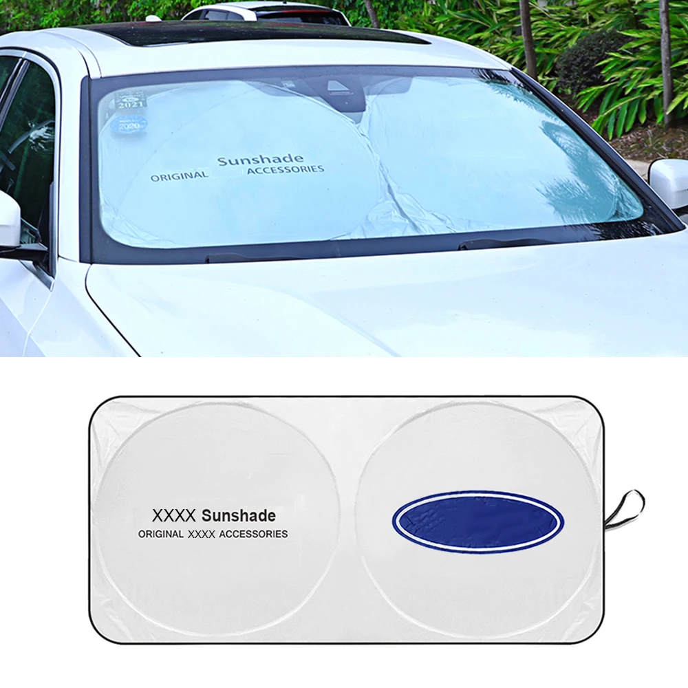 

Car Windshield Sunshade Logo Emblem Parasol Coche Sun Visor Cover Sunlight Shading Protector Blind For Ford Mustang Focus C-MAX