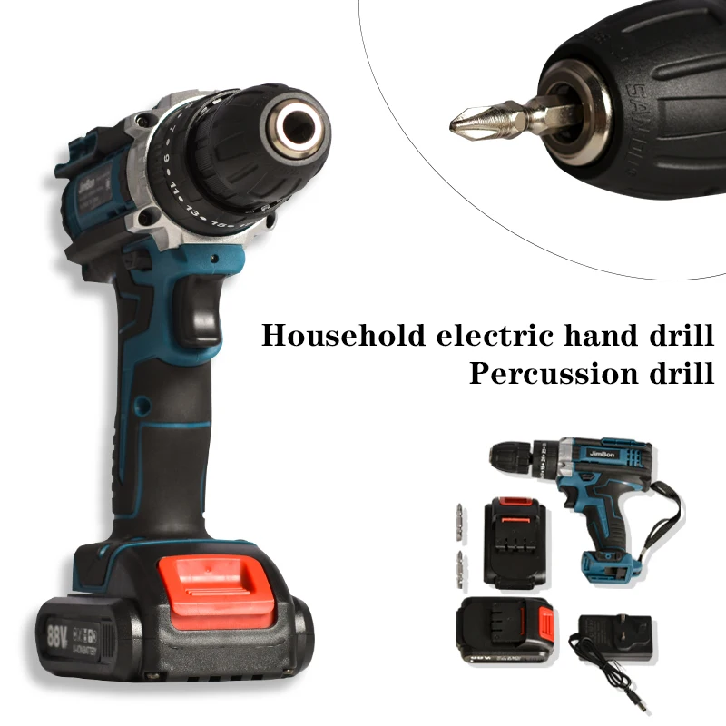 88VF Cordless Electric Hammer Impact Drill Dual Speed 25+1 Torque Rechargeable Wireless Screwdriver with 2 Battery Power Tool
88VF Cordless Electric Hammer Impact Drill Dual Speed 25+1 Torque Rechargeable Wireless Screwdriver with 2 Battery Power Tool