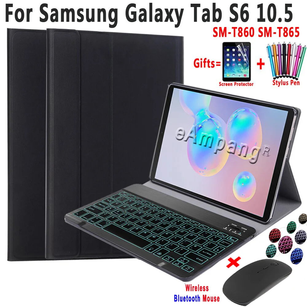 

Backlight Keyboard Case For Samsung Galaxy Tab S6 10.5 SM-T860 SM-T865 Cover Backlit Russian Spanish Keyboard with Case Funda