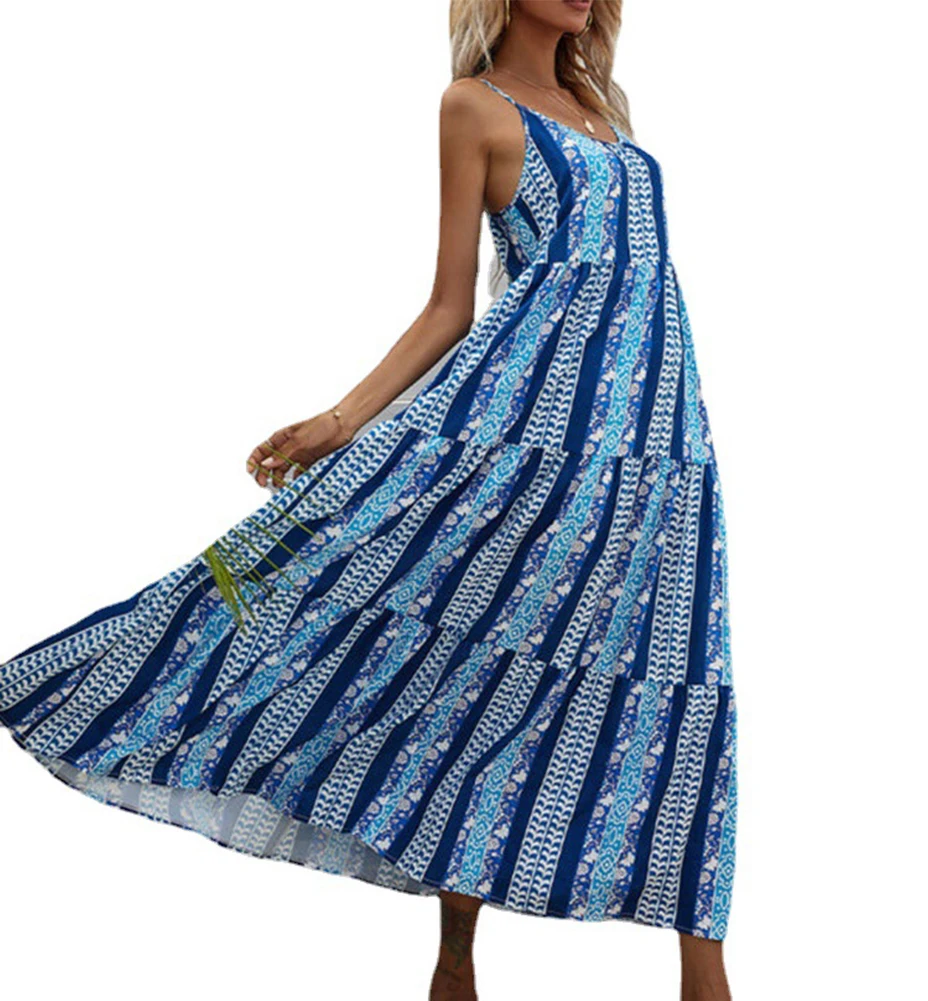 Boho Dresses For Woman Summer Blue Ethnic Printed Vintage Long Skirt Suspender Dress Streetwear vestido Robe Sexy Femme
Boho Dresses For Woman Summer Blue Ethnic Printed Vintage Long Skirt Suspender Dress Streetwear vestido Robe Sexy Femme