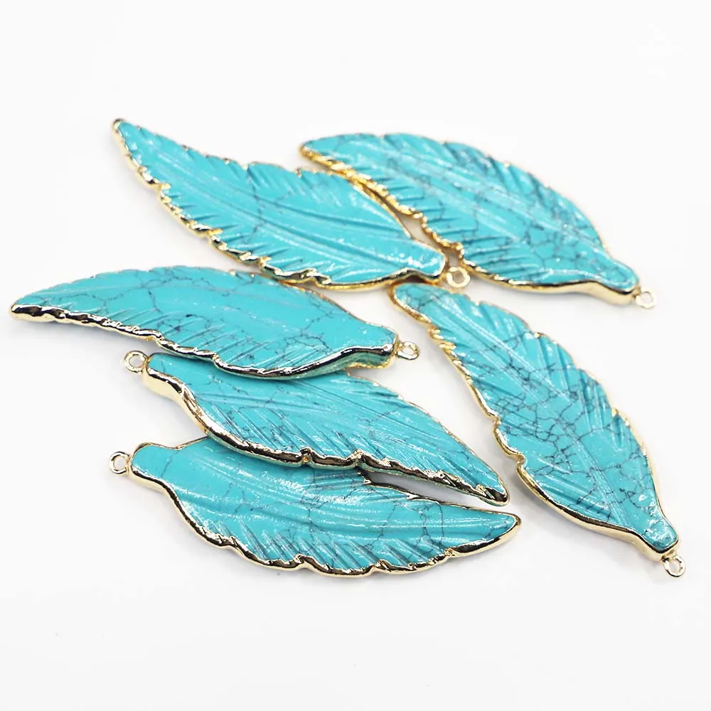 2pcs/lot 2023New Natural Turquoise Stone Leaf Feather Necklace Pendant Stylish Charm Fashion DIY Jewelry Accessories Wholesale
2pcs/lot 2023New Natural Turquoise Stone Leaf Feather Necklace Pendant Stylish Charm Fashion DIY Jewelry Accessories Wholesale