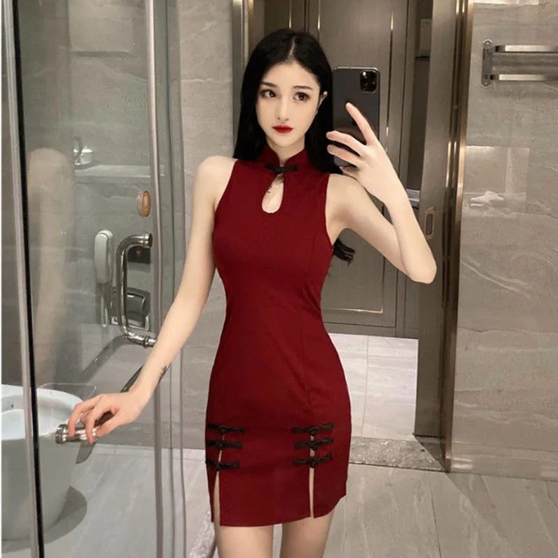 Women Elegant Cheongsam summer Sleeveless Lady Chinese Style Qipao Mini Dress Retro Nightclub Party Bodycon Dresses Vestidos
Women Elegant Cheongsam summer Sleeveless Lady Chinese Style Qipao Mini Dress Retro Nightclub Party Bodycon Dresses Vestidos