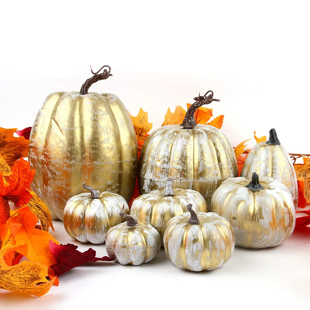 DIY Craft For Thanksgiving Fake Pumpkin Artificial Pumpkin White Shiny Autumn Decoration Foam Pumpkins Set Gold Brush
DIY Craft For Thanksgiving Fake Pumpkin Artificial Pumpkin White Shiny Autumn Decoration Foam Pumpkins Set Gold Brush