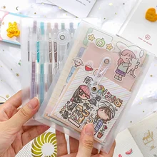 1pc PP Stationery Holder Transparent Pencil Case Pens Postcards Mini Desk Calendar Storage Bag Organizer Girls Makeup Bag