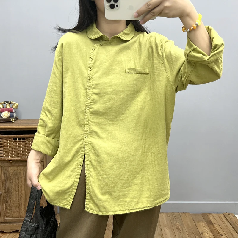 

Irregular Shirt Women Summer Korean Tops Yoyikamomo Sleeve Fashion Color 2023 Cotton Female Solid Basic Spring Long