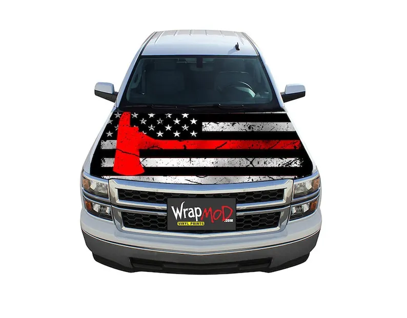 

Накидка на капюшон, американский флаг, тонкая красная линия, графика грузовика, наклейки на грузовик, подарок на день отца, автомобиль