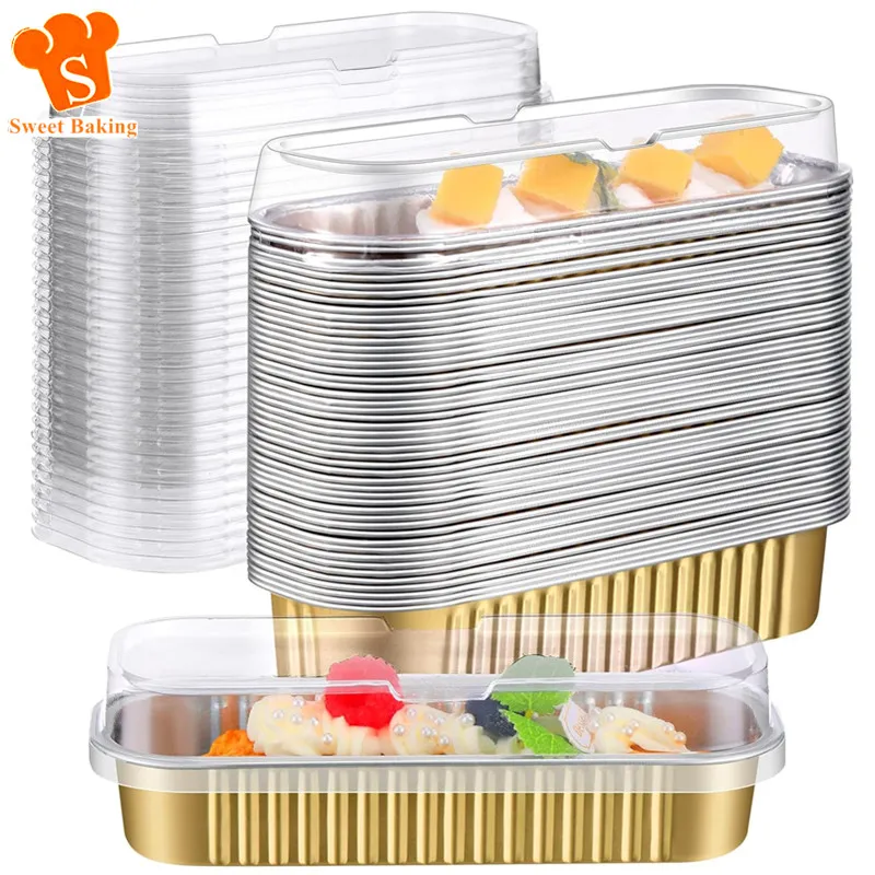 50Pcs Rectangular Baking Cups with Lids 200ml Aluminum Foil Ramekins Pan Dessert Cupcake Containers Wrappers for Party Wedding
50Pcs Rectangular Baking Cups with Lids 200ml Aluminum Foil Ramekins Pan Dessert Cupcake Containers Wrappers for Party Wedding