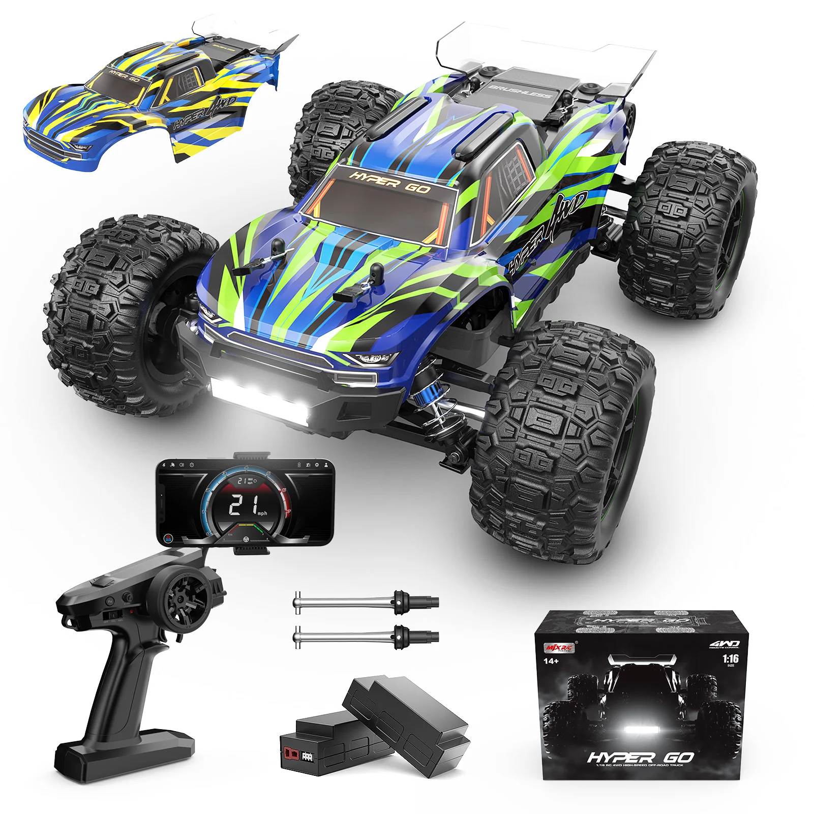 HYPER GO H16GT 1/16 4WD RC Toys with GPS 2.4G Remote Control Car 4X4 Off-road Truck with 2 Batteries For Adults and Boys Gift
HYPER GO H16GT 1/16 4WD RC Toys with GPS 2.4G Remote Control Car 4X4 Off-road Truck with 2 Batteries For Adults and Boys Gift