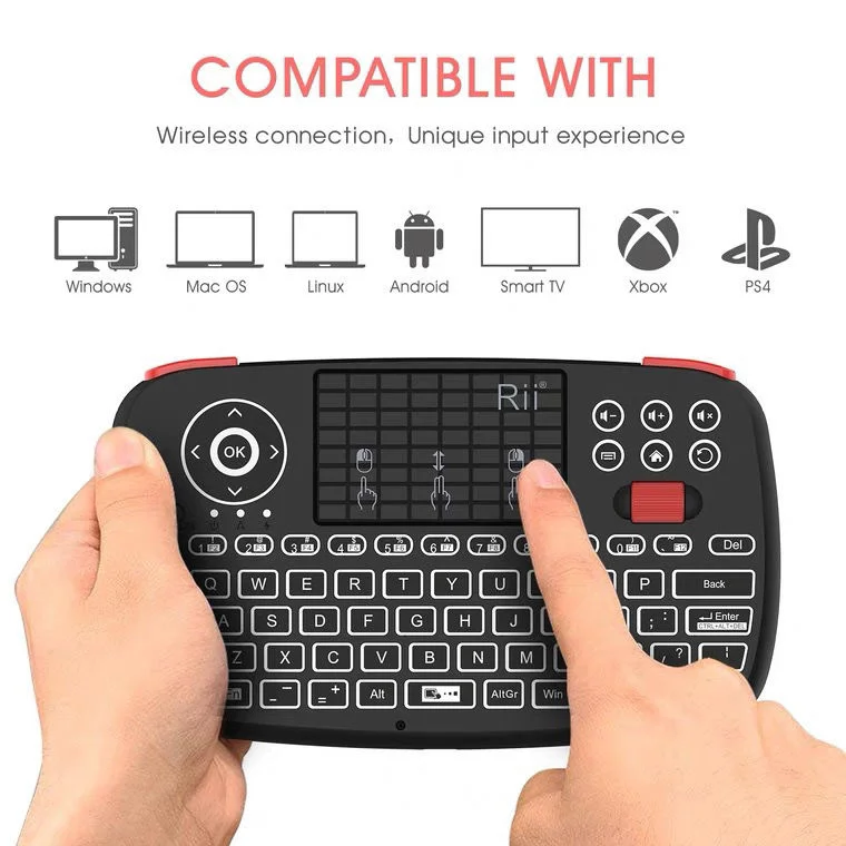 Rii I4 Mini Bluetooth Keyboard 2.4GHz Dual Modes Handheld Fingerboard Backlit Mouse Touchpad Remote Control For Windows Android
Rii I4 Mini Bluetooth Keyboard 2.4GHz Dual Modes Handheld Fingerboard Backlit Mouse Touchpad Remote Control For Windows Android