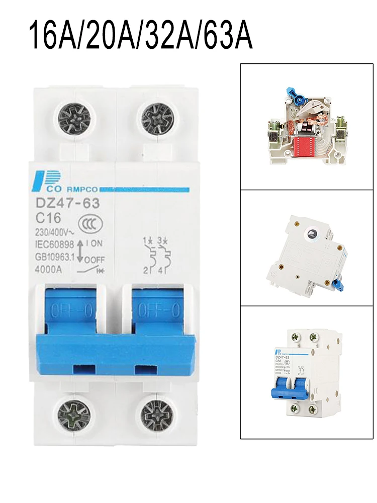 DC Circuit Breaker PVSolar Power Supplies 16-63A 400V DC 2 Poles MCB Solar Charge Controller Electrician Air Switch
DC Circuit Breaker PVSolar Power Supplies 16-63A 400V DC 2 Poles MCB Solar Charge Controller Electrician Air Switch