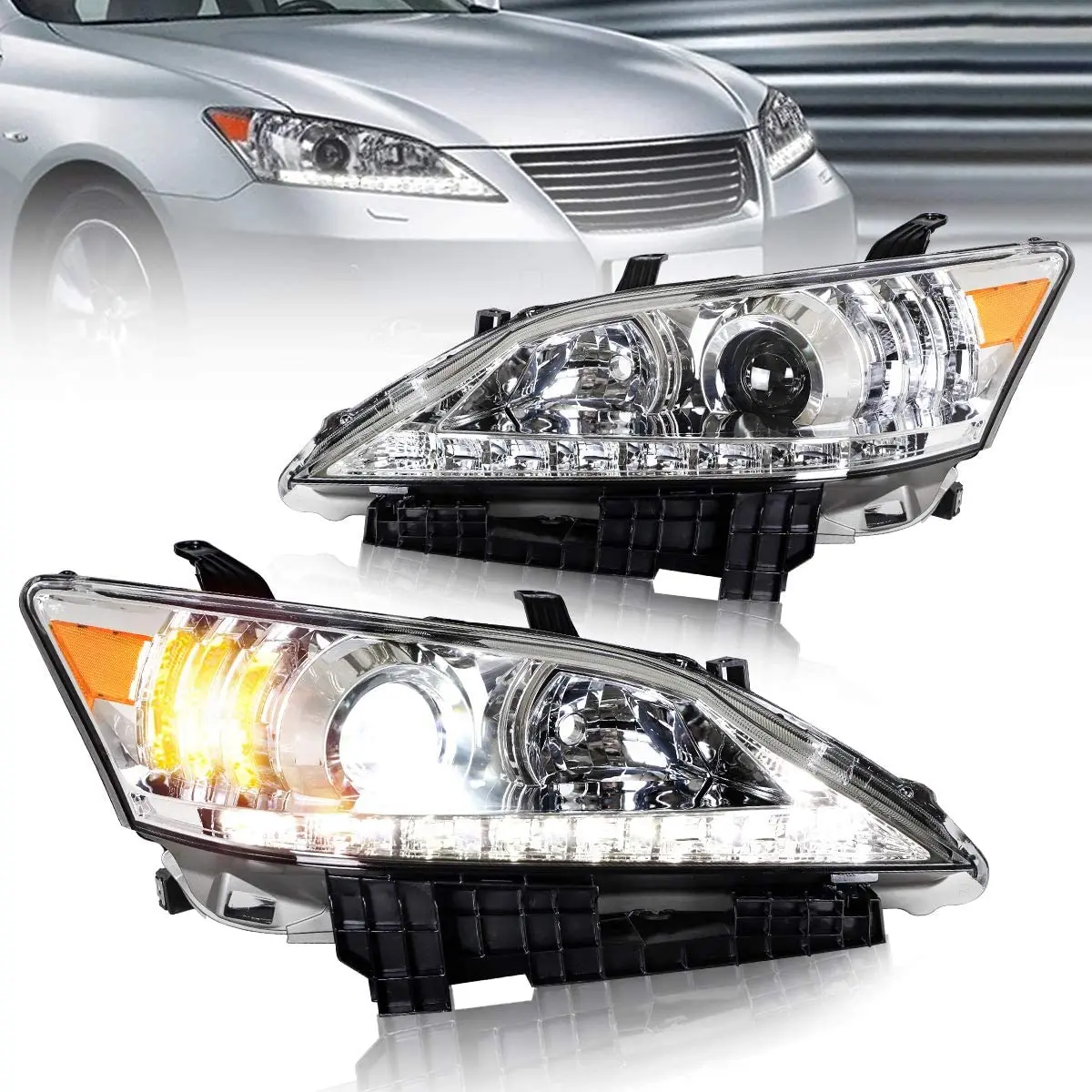 LED Headlights Compatible with Lexus ES350 2010-2012 with Amber Reflector, Plug N Play Chrome
LED Headlights Compatible with Lexus ES350 2010-2012 with Amber Reflector, Plug N Play Chrome