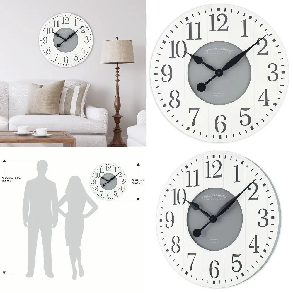 Gorgeous 23.5" White & Gray Arabic Farmhouse Wall Clock - Stylish Decorative Analog Display Wainscot Clock.
Gorgeous 23.5" White & Gray Arabic Farmhouse Wall Clock - Stylish Decorative Analog Display Wainscot Clock.