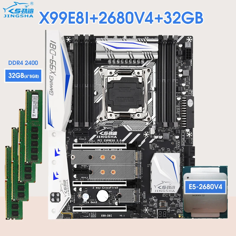 Комплект материнской платы JINGSHA X99 E8I с процессором E5 2680 V4 и 4*8 ГБ DDR4 2400 МГц ECC REG, ОЗУ с поддержкой 2683V 4 CPU X99F8
Комплект материнской платы JINGSHA X99 E8I с процессором E5 2680 V4 и 4*8 ГБ DDR4 2400 МГц ECC REG, ОЗУ с поддержкой 2683V 4 CPU X99F8