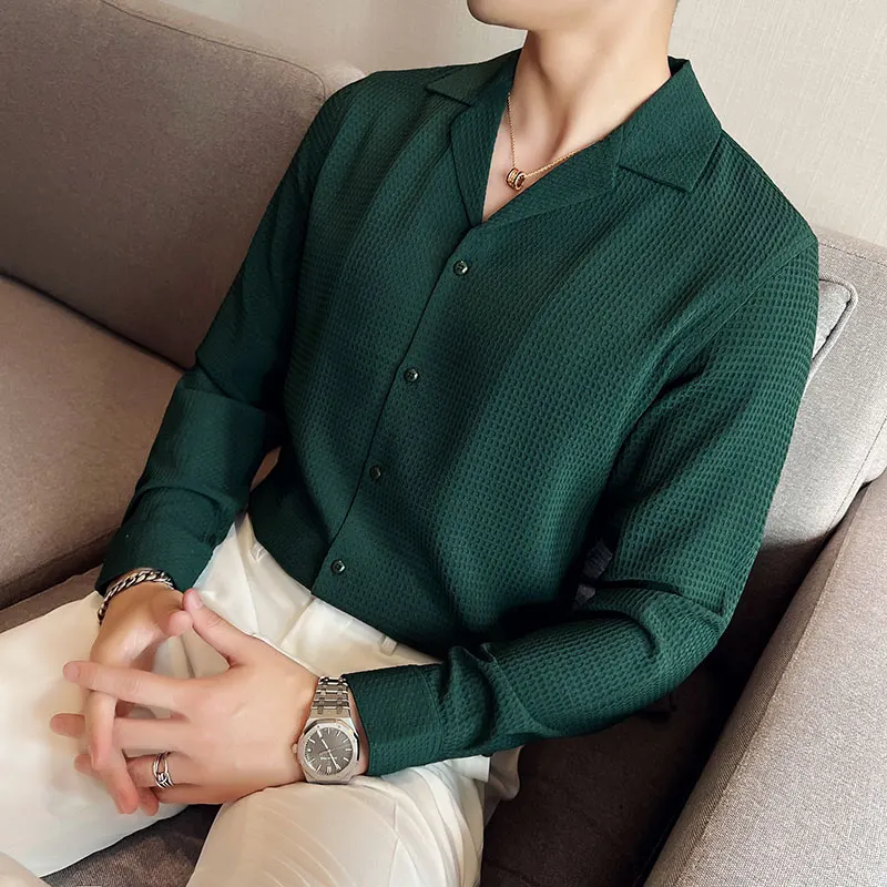 2022 New Men's Shirt Fall Waffle Print Business Casual Party with Long-sleeved Shirt Men's V-neck Collar Dress Shirt-Tops S-4XL
2022 New Men's Shirt Fall Waffle Print Business Casual Party with Long-sleeved Shirt Men's V-neck Collar Dress Shirt-Tops S-4XL