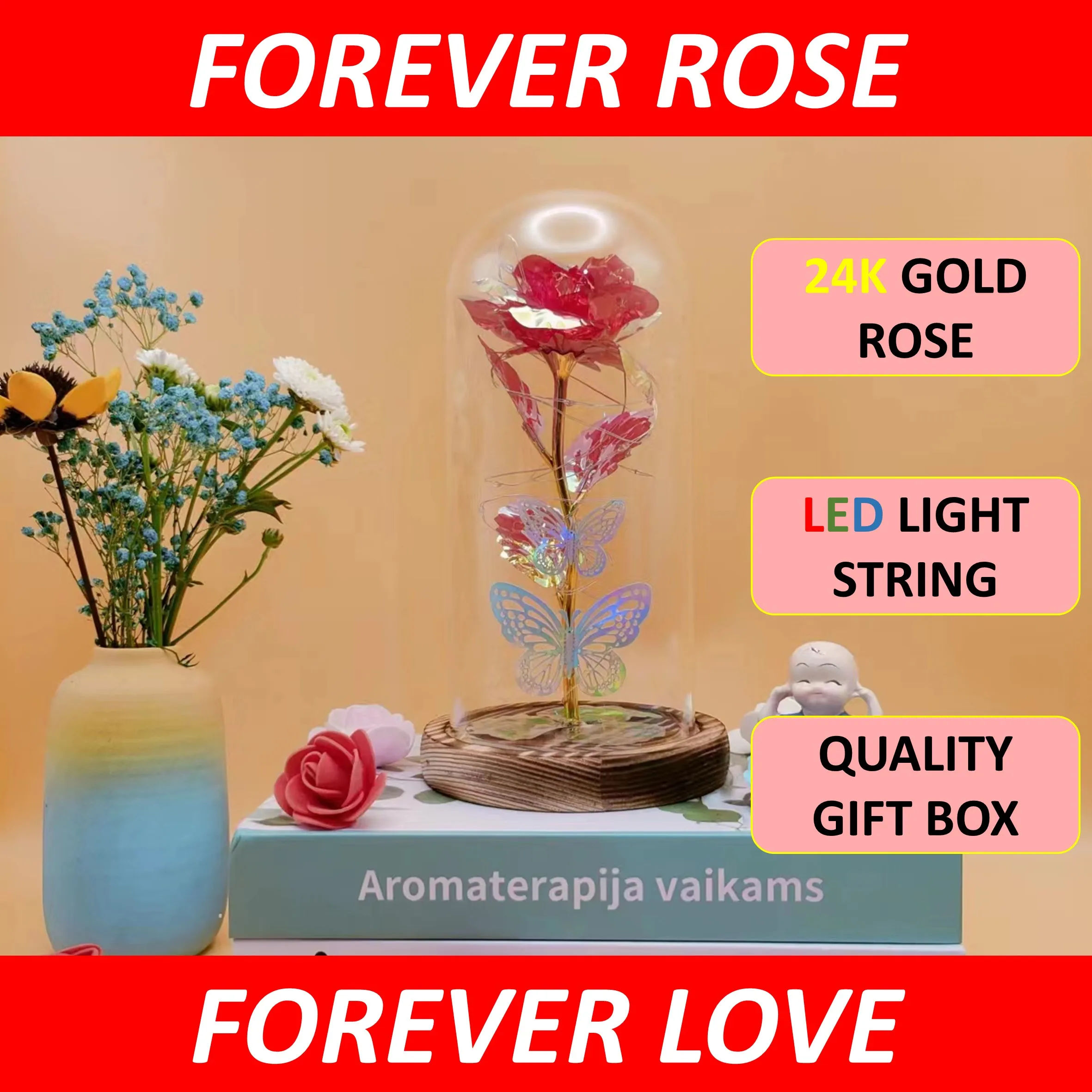 Enchanted 24K Gold Foil Eternal Flower LED Galaxy Rose With Fairy String Lights In Dome Gift Card For Valentines Day Gift
Enchanted 24K Gold Foil Eternal Flower LED Galaxy Rose With Fairy String Lights In Dome Gift Card For Valentines Day Gift