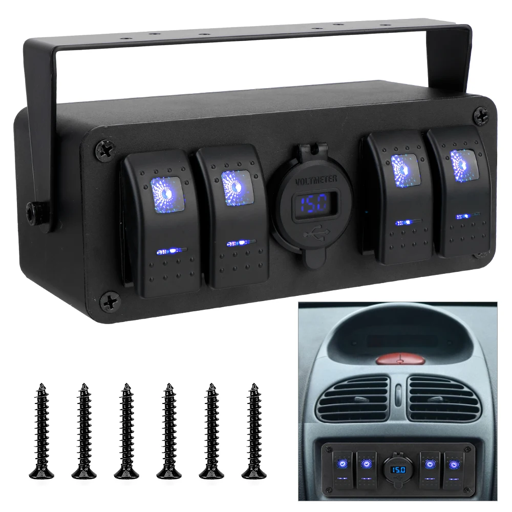 Controller Box Waterproof LED Voltmeter for Car Marine Caravan RV 4 In 1 ON-OFF Toggle Switch Panel 12/24V Dual USB Port
Controller Box Waterproof LED Voltmeter for Car Marine Caravan RV 4 In 1 ON-OFF Toggle Switch Panel 12/24V Dual USB Port