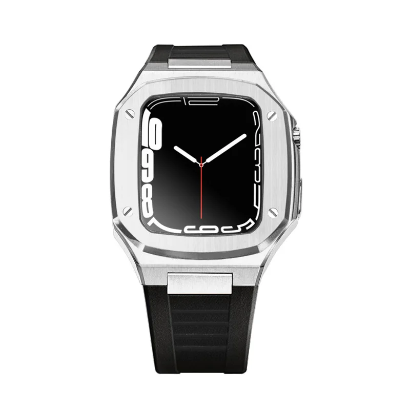 For Apple Watch Luxury Modification Kit 316 Stainless Steel Case Cover With Silicone Strap For Iwatch4 5 6 7 SE 41 44 45mm Band
For Apple Watch Luxury Modification Kit 316 Stainless Steel Case Cover With Silicone Strap For Iwatch4 5 6 7 SE 41 44 45mm Band