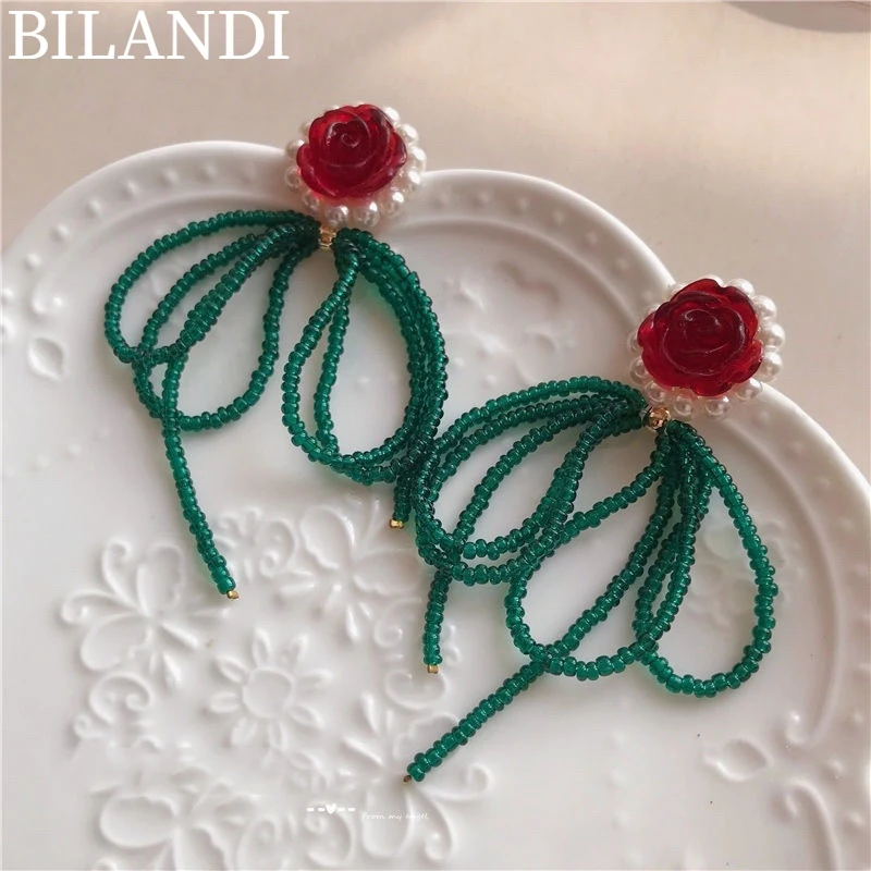 Bilandi Trendy Jewelry Red Flower Earring Popular Style Elegant Temperament Green Beads Bowknot Drop Earrings For Women Gifts
Bilandi Trendy Jewelry Red Flower Earring Popular Style Elegant Temperament Green Beads Bowknot Drop Earrings For Women Gifts