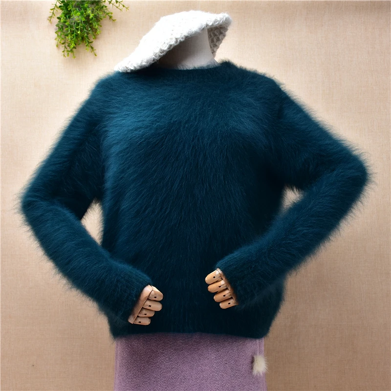 female women fall winter green hairy plush mink cashmere knitted o-neck loose pullover angora fur short style jumper sweater top
female women fall winter green hairy plush mink cashmere knitted o-neck loose pullover angora fur short style jumper sweater top