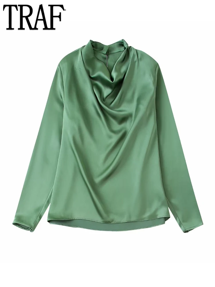 TRAF Green Satin Blouse Women Long Sleeve Chic Top Female Flowing Button Shirts for Women Autumn Casual Women Tops and Blouses
TRAF Green Satin Blouse Women Long Sleeve Chic Top Female Flowing Button Shirts for Women Autumn Casual Women Tops and Blouses