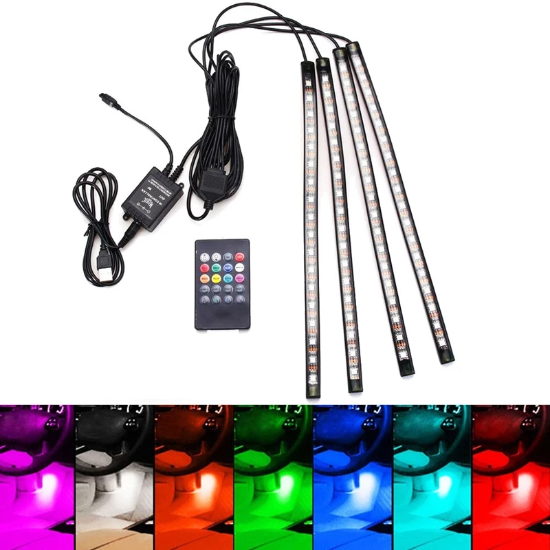 4XDC12V 12 LED Lights USB Wireless Music Control 8 Color RGB Car Interior Lights
4XDC12V 12 LED Lights USB Wireless Music Control 8 Color RGB Car Interior Lights