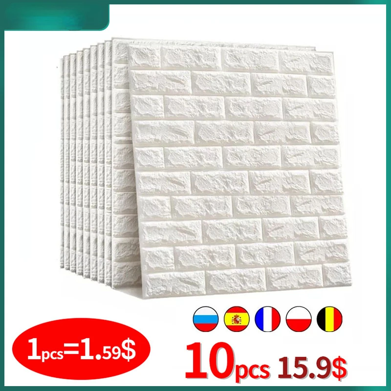 10pcs 3D Wall Sticker Imitation Brick Bedroom Decoration Waterproof Self Adhesive Wallpaper For Living Room Kitchen TV Backdrop
10pcs 3D Wall Sticker Imitation Brick Bedroom Decoration Waterproof Self Adhesive Wallpaper For Living Room Kitchen TV Backdrop