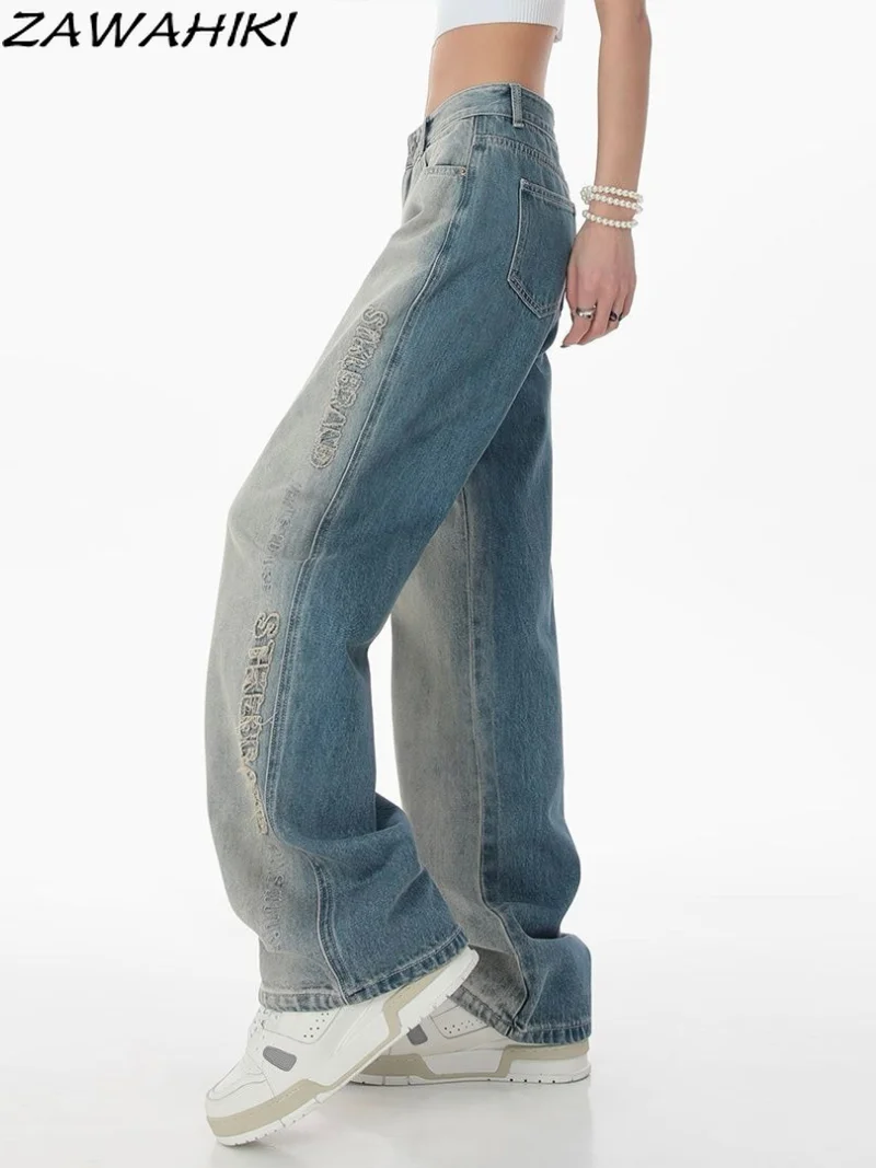 Womens Jeans High Waist Vintage Straight Baggy Pants Chic Design Streetwear Gradient Color Hip Hop Y2K Denim Wide Leg Trouser
Womens Jeans High Waist Vintage Straight Baggy Pants Chic Design Streetwear Gradient Color Hip Hop Y2K Denim Wide Leg Trouser