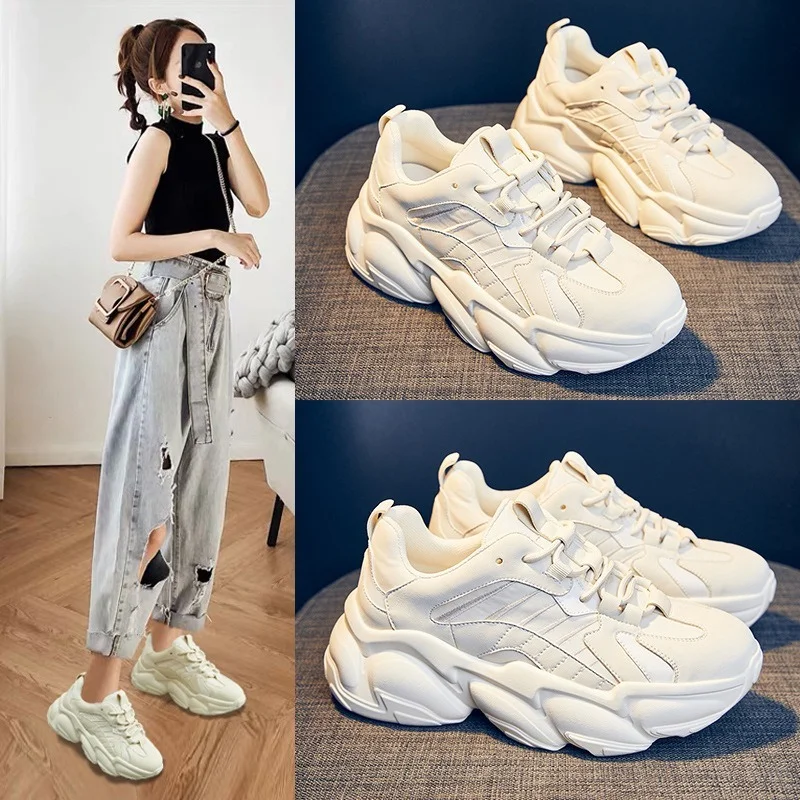 Women's Shoes 2022 New Spring Autumn All-match Sports Tide Thick-soled White Fashion Female Tennis Platform Round Head Beige PU
Women's Shoes 2022 New Spring Autumn All-match Sports Tide Thick-soled White Fashion Female Tennis Platform Round Head Beige PU