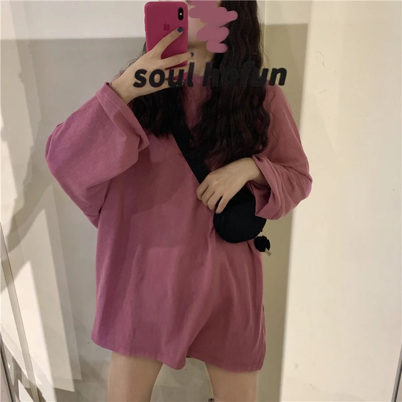 WW2909 Split long-sleeved t-shirt new spring and autumn base shirt mid-length loose t-shirt
WW2909 Split long-sleeved t-shirt new spring and autumn base shirt mid-length loose t-shirt