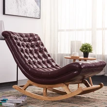Premium Single Nordic Recliner Designer Luxury Leather Rocking Comfy Living Room Chair Reading Modern Chaise Design Furniture