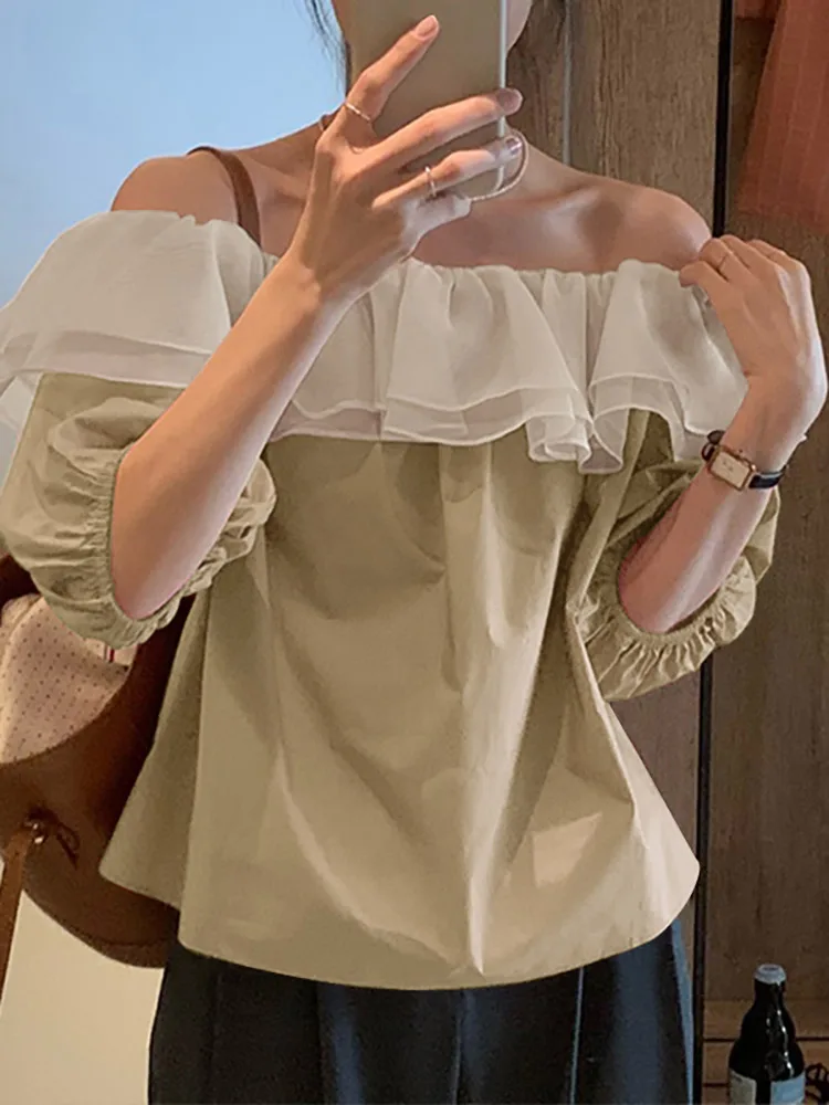 VONDA 2022 Women Summer Baggy Blusa Solid Patchwork Blouse Female Casual Solid Street Mesh Short Puff Sleeve Chemise Oversized 
VONDA 2022 Women Summer Baggy Blusa Solid Patchwork Blouse Female Casual Solid Street Mesh Short Puff Sleeve Chemise Oversized