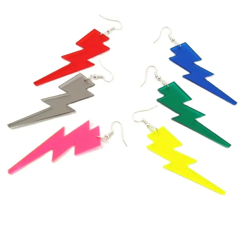 

KUGUYS Multicolor Unpointed Lightning Earrings for Women Clear Acrylic Summer Dangle Jewelry Classic Trendy Fashion Accessories