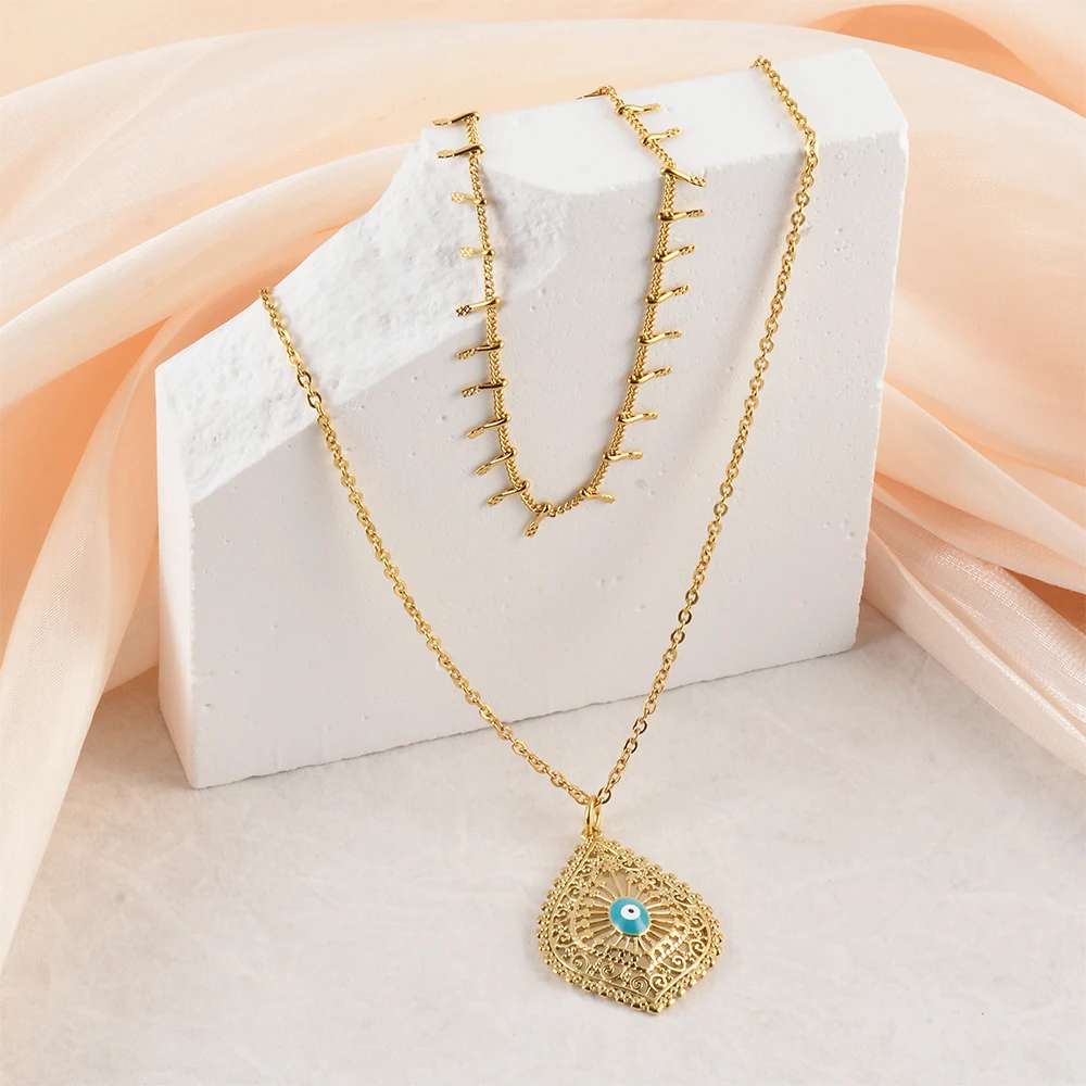 

Ожерелье золотого цвета для женщин и девушек, цепочка из нержавеющей стали для ношения слоями, изящное очаровательное ювелирное изделие в подарок