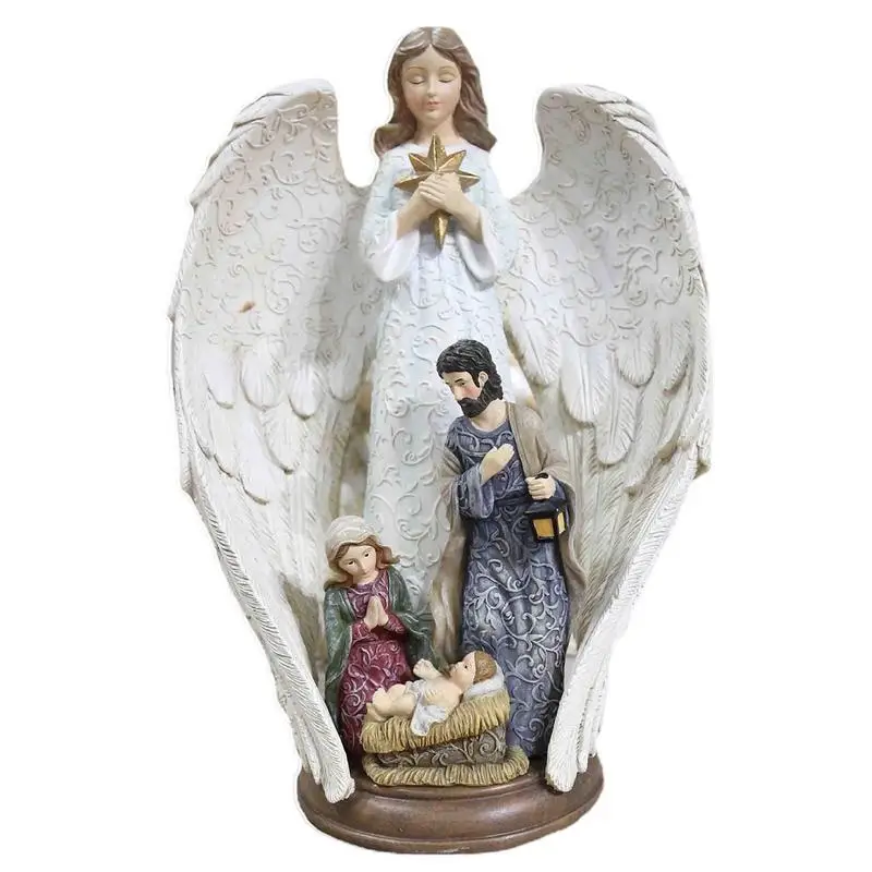 Nativity Scene Figurines Angle Wings Holy Family Resin Figurine Statue Home Decor Religious Ornaments Christmas Decoration 2023
Nativity Scene Figurines Angle Wings Holy Family Resin Figurine Statue Home Decor Religious Ornaments Christmas Decoration 2023