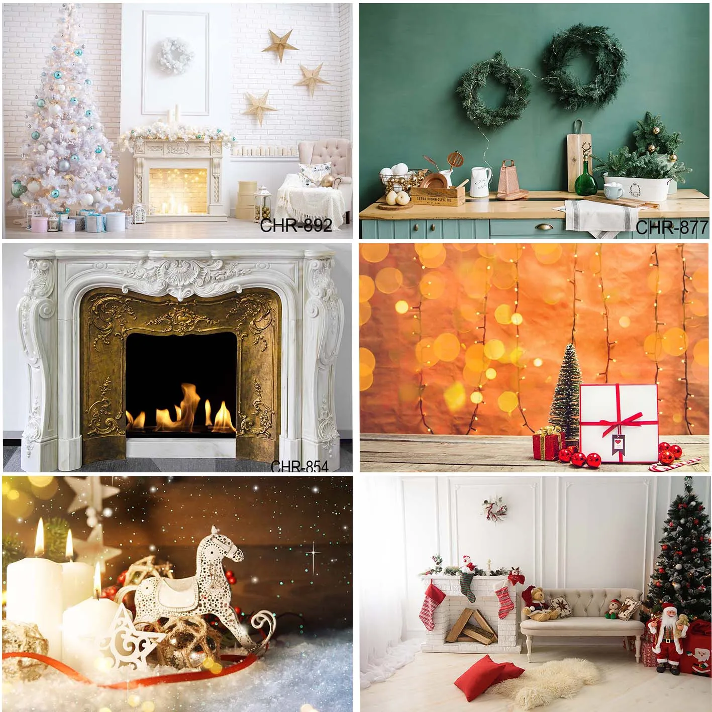

Photography Backgrounds Christmas Xmas Trees Living Room Decoration Fireplace Snowflake Family Portrait Backdrops Photozone