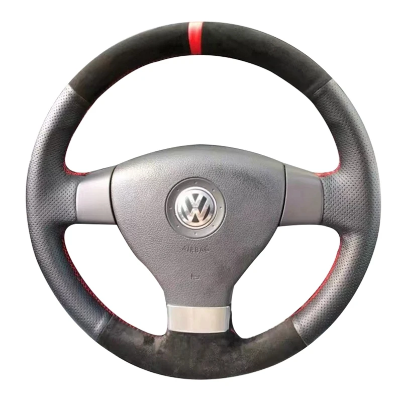 

Non-Slip Suede Leather Stamp Car Steering Wheel Cover Braid For Volkswagen Golf 5 Mk5 VW Passat B6 Jetta 5 Mk5 Tiguan 2007-2011