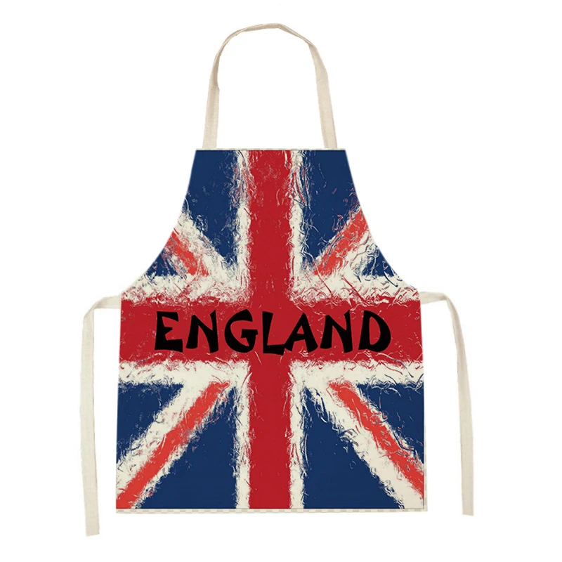 

British Flag Style Kitchen Apron Adult Kids Cleaning Pinafore London Soldier Bus Printing Apron Household Item Baking Apron