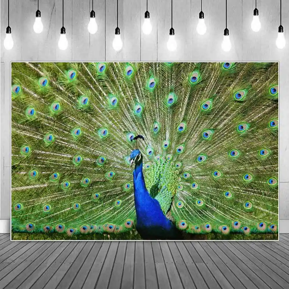 

Peacock Plume Photography Backdrops Birthday Decoration Children Custom Zoo Animals Party Home Studio Photocall Booth Background