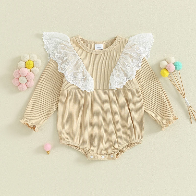 Newborn Infant Baby Girls Romper Ruffled Lace Solid Long Sleeve Ribbed Bodysuit Jumpsuit Princess Clothes
Newborn Infant Baby Girls Romper Ruffled Lace Solid Long Sleeve Ribbed Bodysuit Jumpsuit Princess Clothes